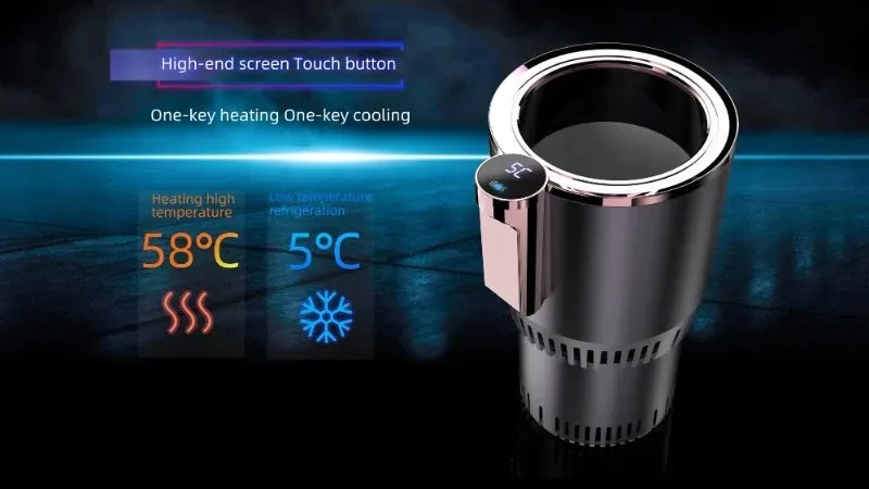 2-in-1 Car Cup Holder Cooler Warmer 12V Smart Temperature Control Rapid Heating/Cooling Mug For Travel/Office/Home