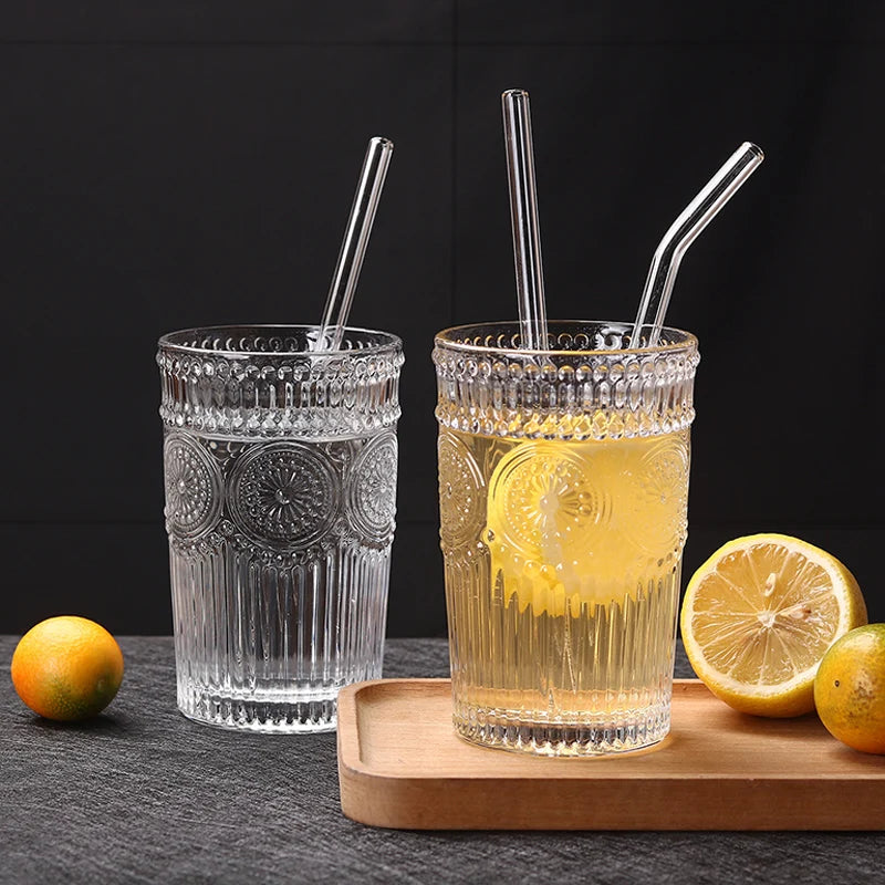 4/8Pcs Reusable Glass Straws Clear Glass Drinking Straws 8 Inch 8mm Tubes Juice Smoothie Tea Straws Glasses Straw Set for Drinks