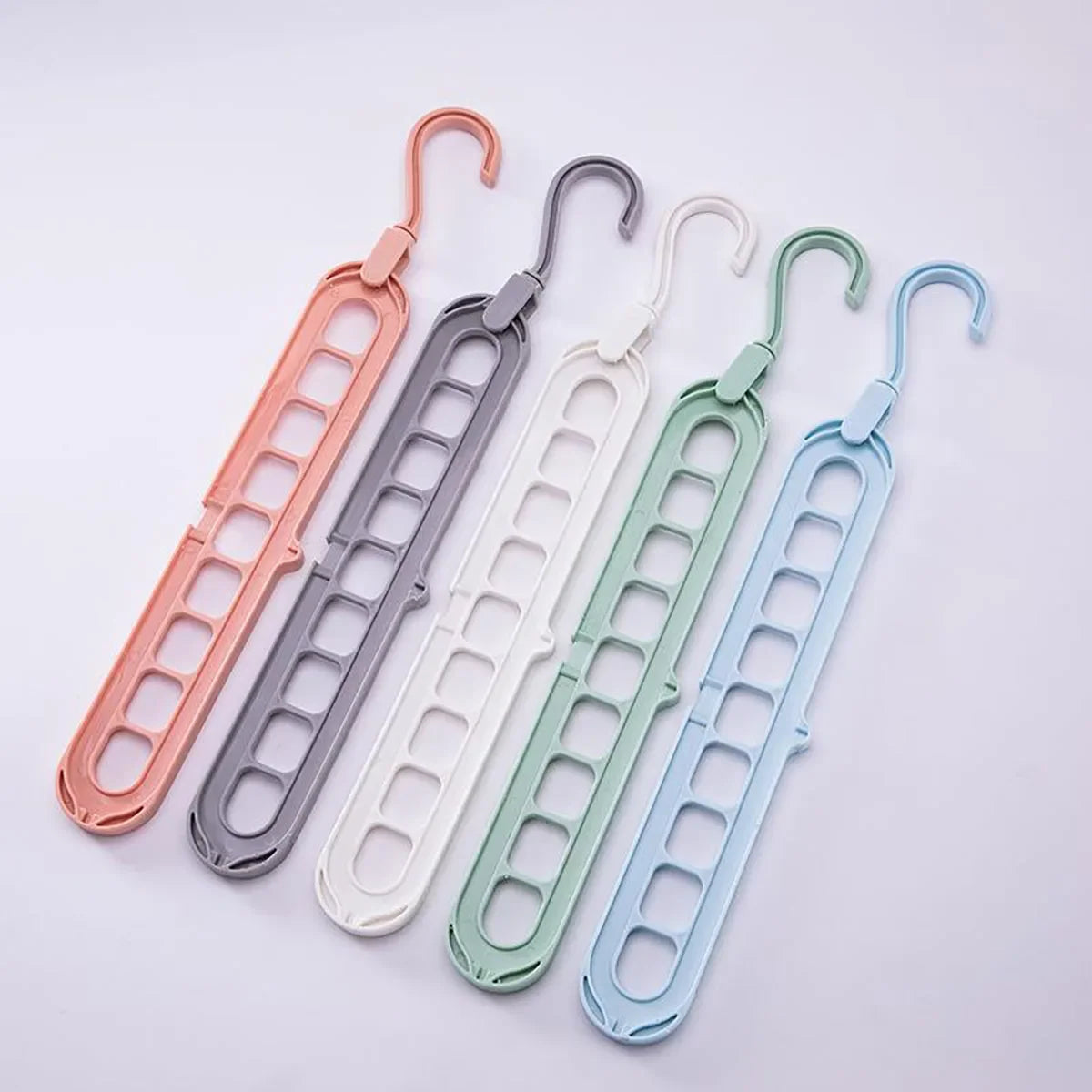 9 Holes Rotating Anti-Skid Folding Clothes Hanger Organizer with Multifunctional Space Saving Cascading Features for Wardrobe