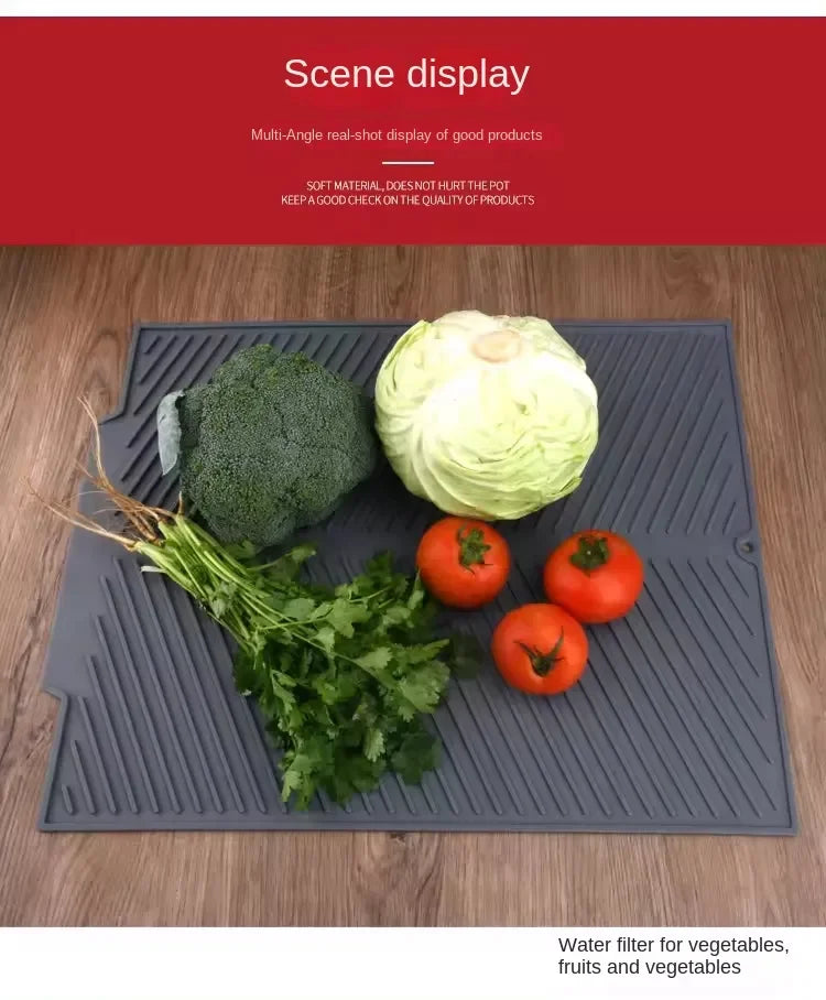 Silicone Drain Pad Drying Mat Pots Dish Drain Mat For Kitchen Tableware Non-slip Mats Anti-scald Coaster Kitchen Utensils