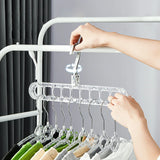 9 In 1 Clothes Hanger Household Plastic Multi-function Nine-hole Clothes Drying Horizontal Vertical Rotating Hanger 1Pc