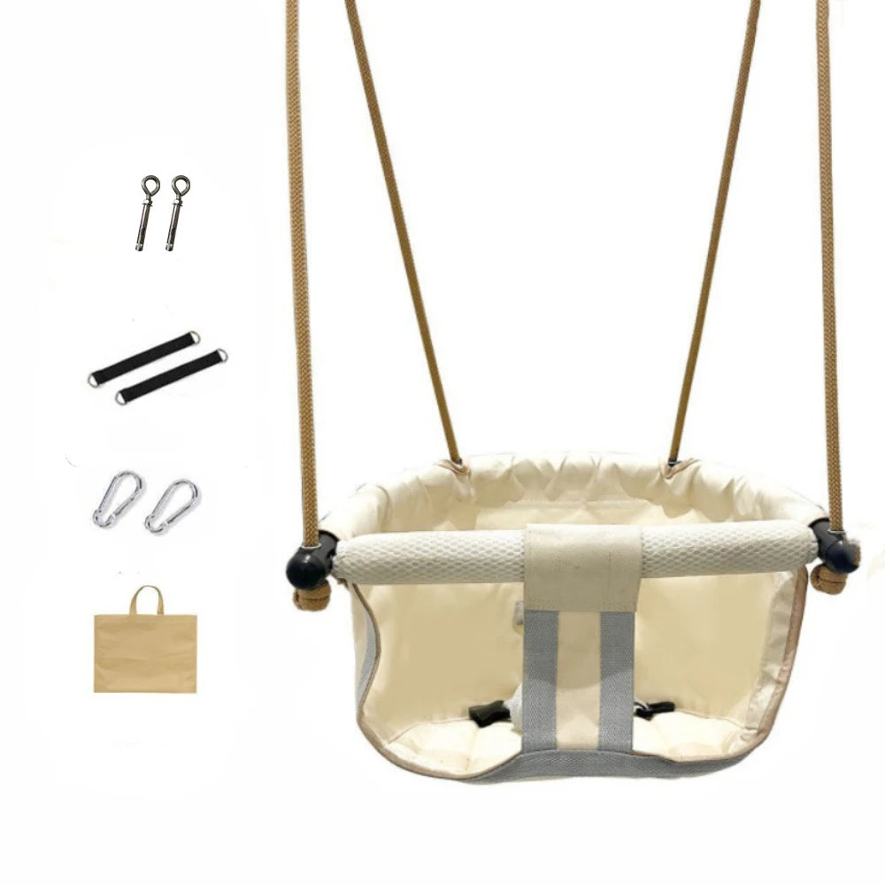 Adjustable Baby Swing with Safety Belt fit 6-96 Months Indoor Baby Hammock Hanging Swing Chair for Home,Courtyard & Backyard Use