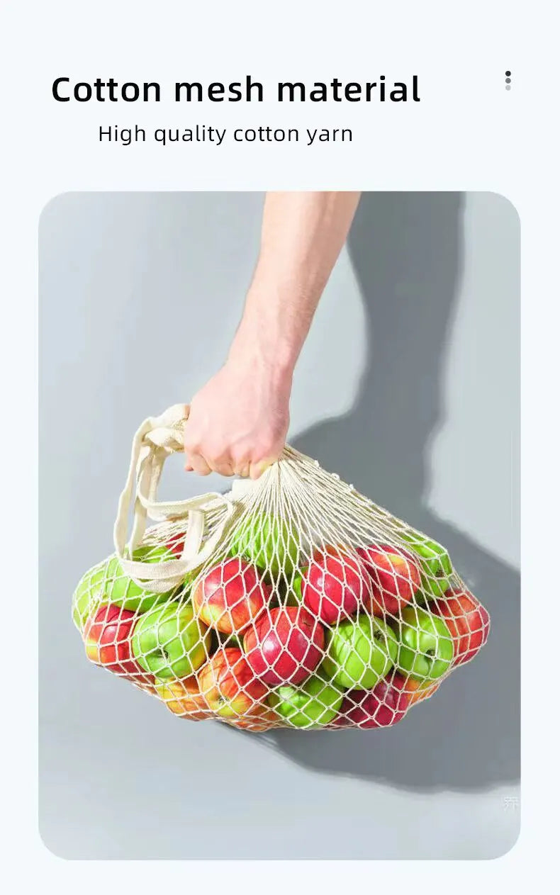 1/2pcs Cotton String Shopping Tote Bags Fruit Vegetable Storage Organizer Reusable Washable Grocery Eco Friendly Mesh Bags