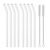 4/8Pcs Reusable Glass Straws Clear Glass Drinking Straws 8 Inch 8mm Tubes Juice Smoothie Tea Straws Glasses Straw Set for Drinks