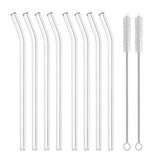4/8Pcs Reusable Glass Straws Clear Glass Drinking Straws 8 Inch 8mm Tubes Juice Smoothie Tea Straws Glasses Straw Set for Drinks