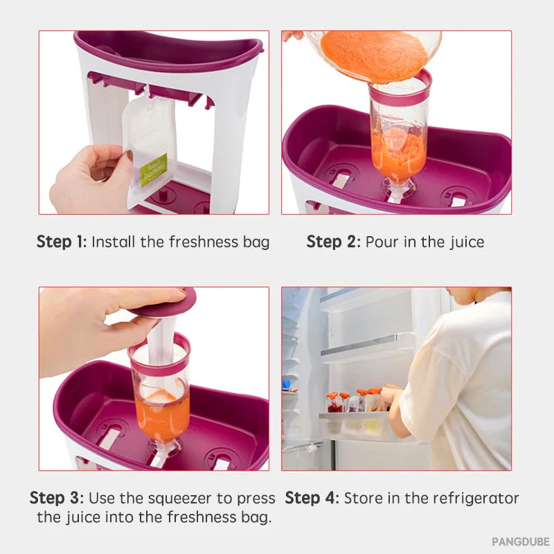 Baby Complementary Food Squeeze Station with 10pcs Squeeze Bags Baby Food Dispenser Machine Baby Food Mills