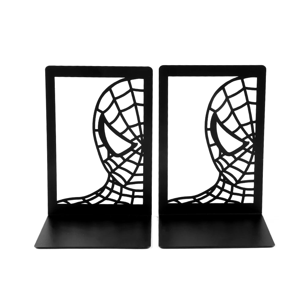 Handsome Spider Man Hollow Book Ends Heavy Duty Metal Bookend Office Desktop Book Rack Office supplies Bookshelf for Book Lovers