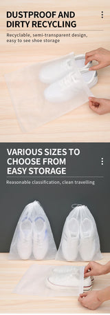 Portable Shoe Storage Drawstring Eco Storage Bag for Sundries Non-woven Bag Cover Anti-yellow White Shoe Dustproof Shoe Cover