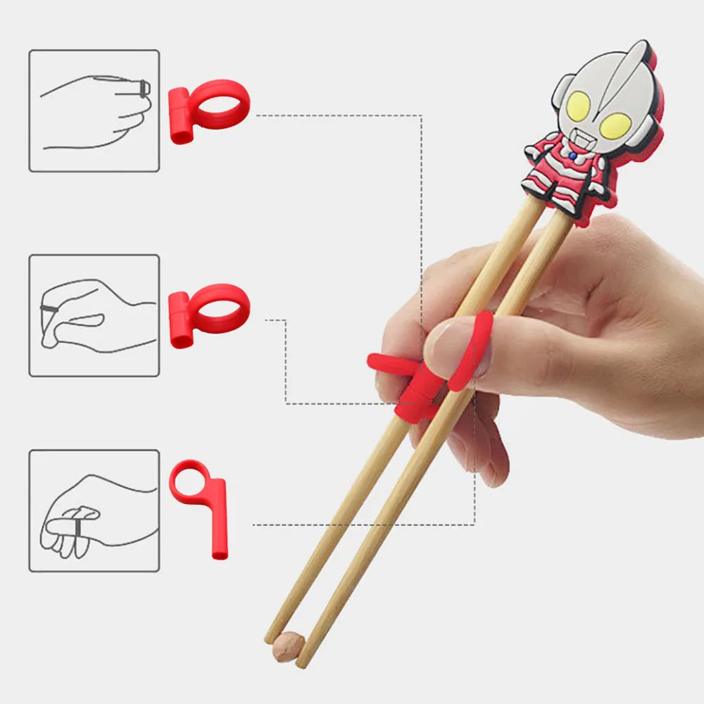 Children's Chopsticks Finger Sleeve Sticks Wood Cartoon Learning Reusable Training Helper  Home Products Detachable Adjustable