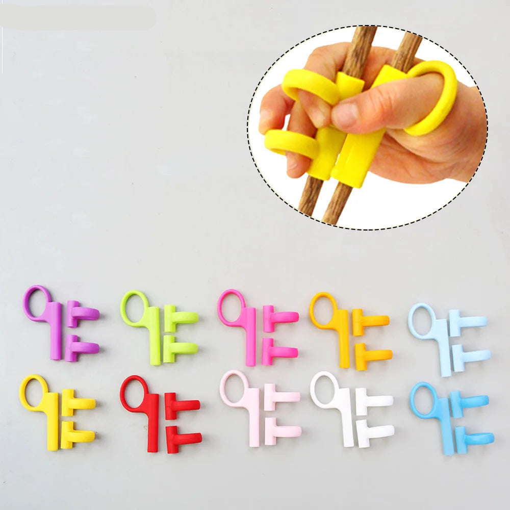 Children's Chopsticks Finger Sleeve Sticks Wood Cartoon Learning Reusable Training Helper  Home Products Detachable Adjustable