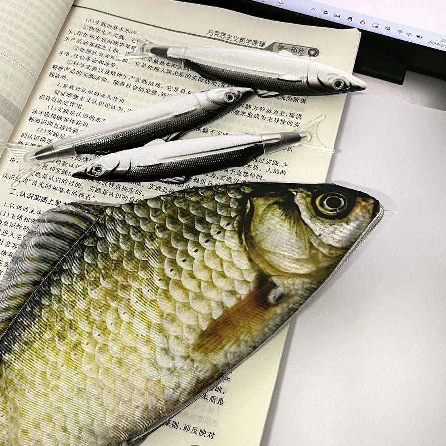 Creative Simulated Salted Fish Pencil Case Large Capacity Pencils Pouch Cute Pencil Bag Funny Back to School Acsesories Gift