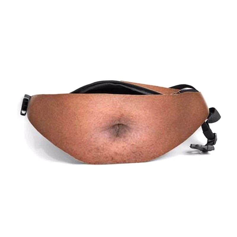 Funny Dad Bod Money Belt Bag Men Travel Bags Flesh Color Creative Fanny Pack Beer Fat Belly Bum Pouch Waist Bag