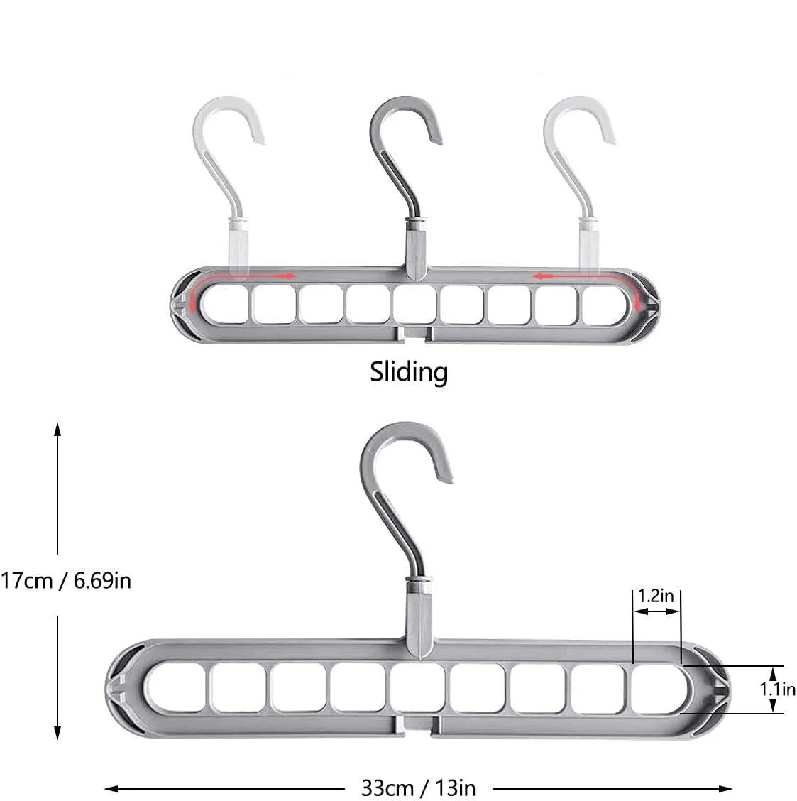 9 Holes Rotating Anti-Skid Folding Clothes Hanger Organizer with Multifunctional Space Saving Cascading Features for Wardrobe