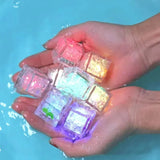 6/12PCS Kids Bath Toy Simulation Ice Cube Liquid Water Sensor Reusable Glowing Flashing Ice Cube for Bathtub, Swimming Pool