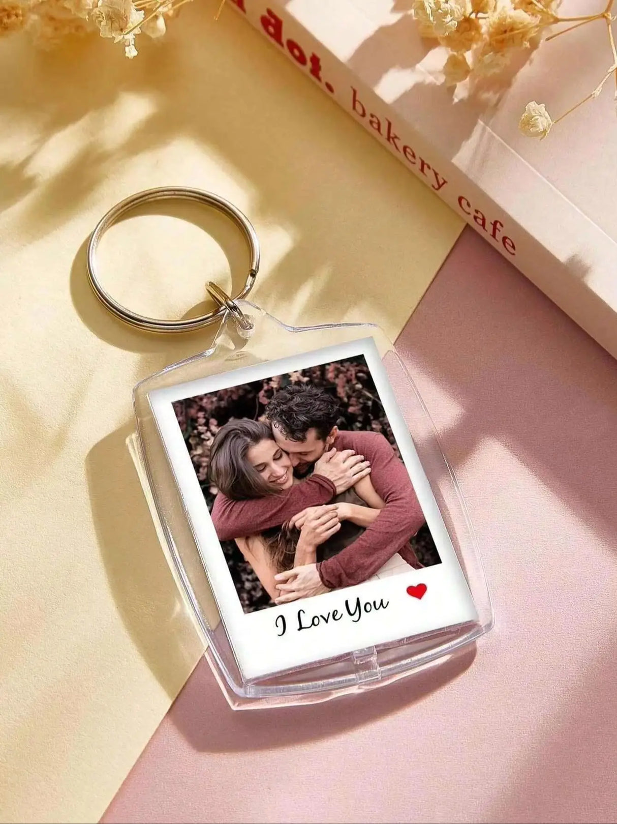 Custom Photo And Text Keychain, Personalized Acrylic Keychain, Couple Keychain, Birthday's Gift, Anniversaries, Couples Gift.