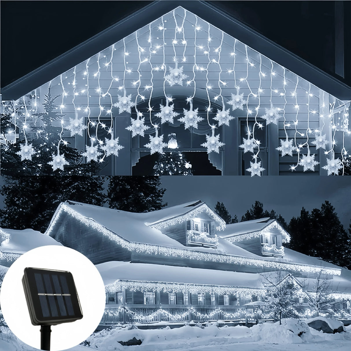 Solar Snowflake Lights Outdoor for Xmas Garden Patio Party Home Holiday New Year Celebration Decor