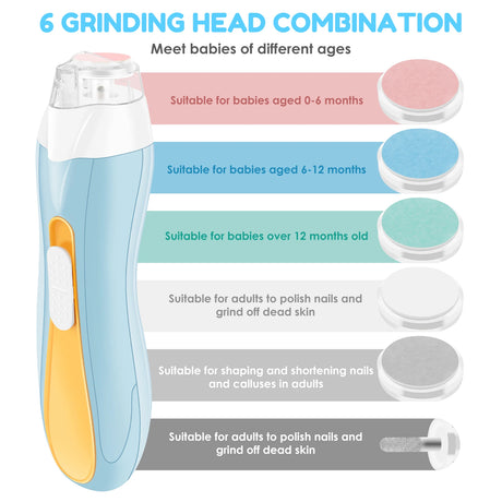 Nail File Quite Compact USB Charging Baby Toenails Clipper With LED Light Adjustable Speed Electric Fingernails File for Newborn