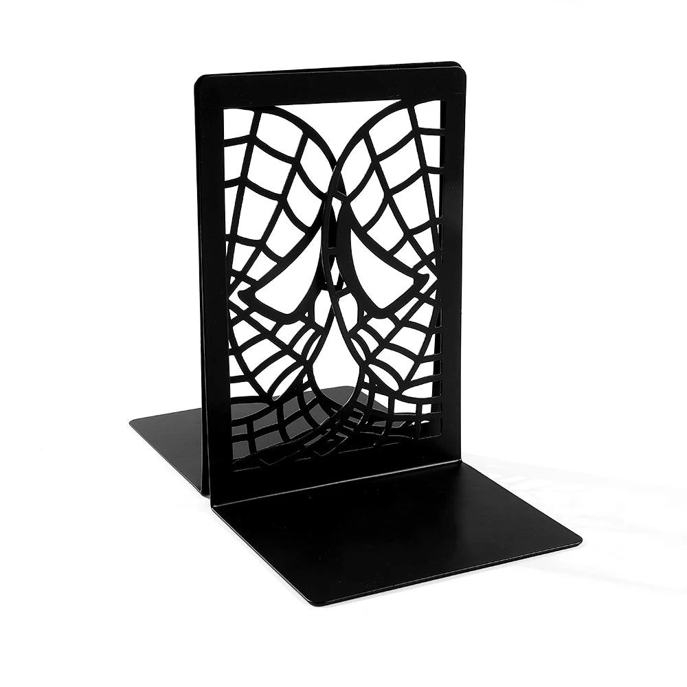 Handsome Spider Man Hollow Book Ends Heavy Duty Metal Bookend Office Desktop Book Rack Office supplies Bookshelf for Book Lovers