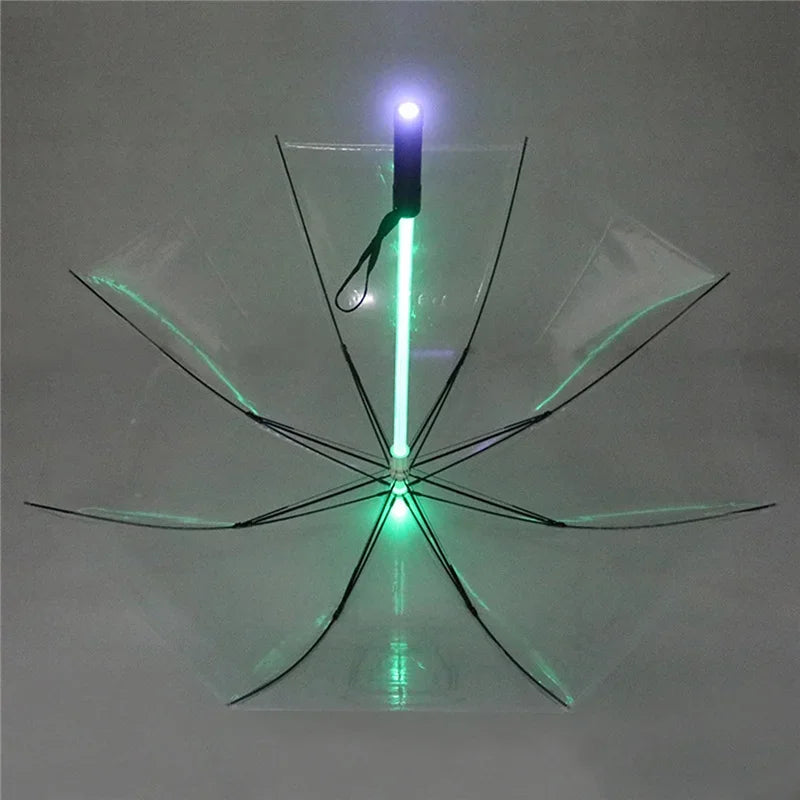LED Light Up Umbrellas with Flashlight Handle, Clear, Black, Gray, Red