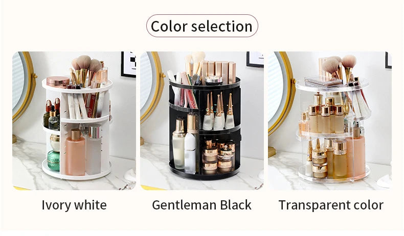 360 Degree Rotating Makeup Storage Box Rotating Layer Transparent Desktop Organizer Home Dresser Perfume Skin Care Shelf