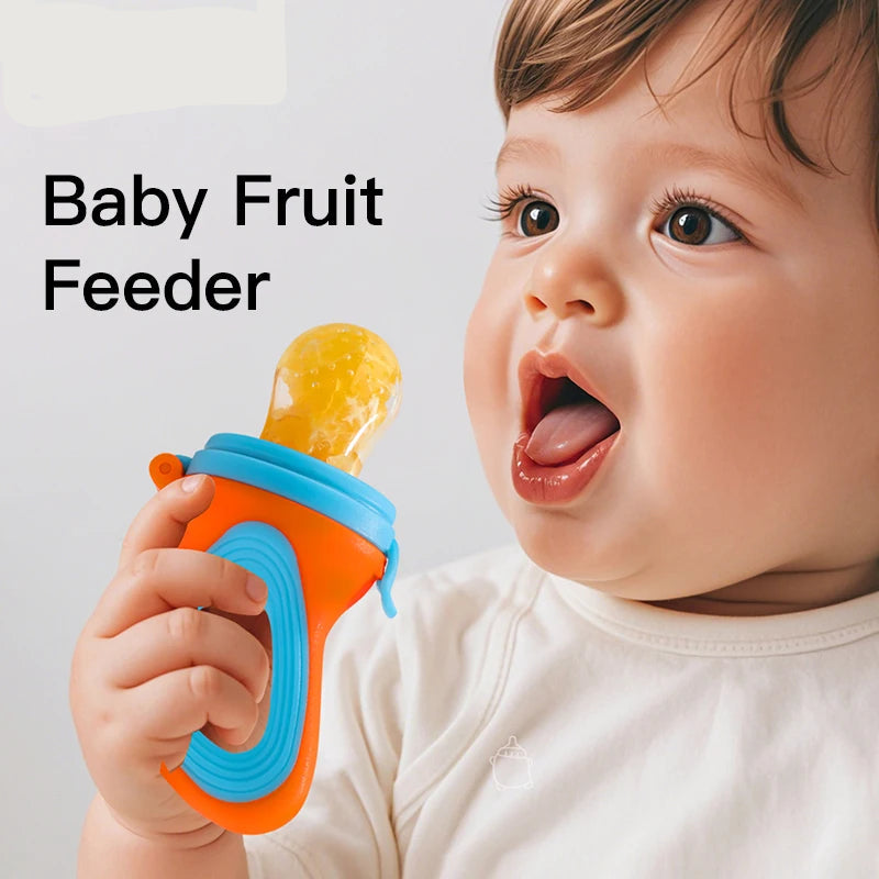 Infant Baby Food Fruit & Vegetable Pacifier, Baby Feeder with Medium Mesh Bag Food Grade Liquid Silicone Yummy Nourishment Feeding