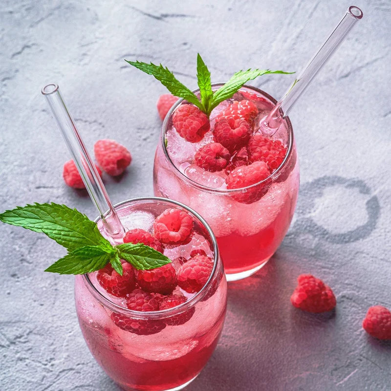 4/8Pcs Reusable Glass Straws Clear Glass Drinking Straws 8 Inch 8mm Tubes Juice Smoothie Tea Straws Glasses Straw Set for Drinks