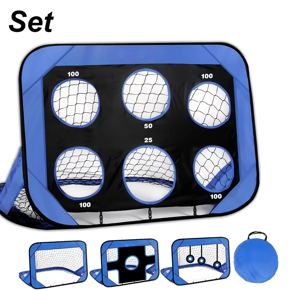 4 Modes Pop Up Kids Soccer Goal Net 4 in 1 Foldable Football Goal Indoor Outdoor for Improving Passing and Shooting Accuracy