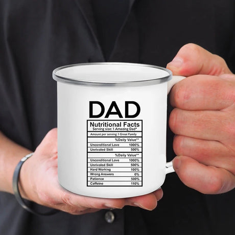 Dad Nutritional Facts Coffee Mug Enamel Cup for Papa Daddy Stepdad Father’s Day Gift Best Dad Ever Cups Dad Gifts From Kids