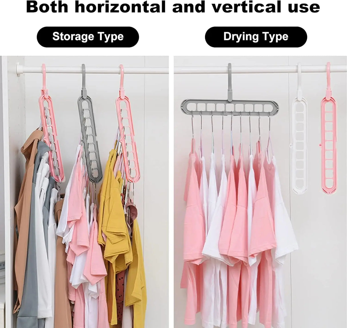 9 Holes Rotating Anti-Skid Folding Clothes Hanger Organizer with Multifunctional Space Saving Cascading Features for Wardrobe