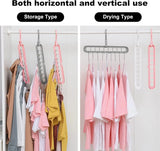 9 Holes Rotating Anti-Skid Folding Clothes Hanger Organizer with Multifunctional Space Saving Cascading Features for Wardrobe