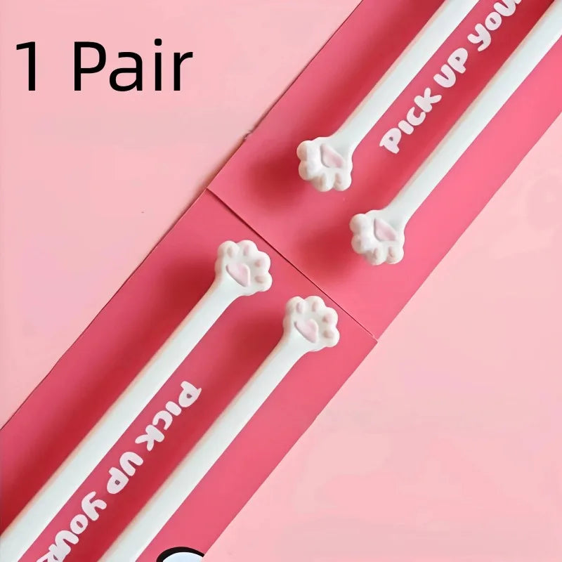 A pair Creative Palm Chopsticks Plastic small hands cat claws chopsticks Kitchen supplies Reusable chopsticks