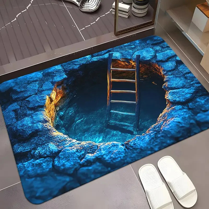 Front Door Mat Entrance Brick Bottomless Hole Area Rug 3D Trap Optical Visual Illusion Rugs Playroom Floor Carpet Mat