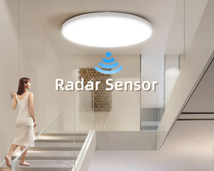Radar Sensor Ceiling Light Led Pacel Lamps for Bathroom Hallways Porch Waterproof 20W 30W Smart Ceiling Lamp Led Panel Lighting