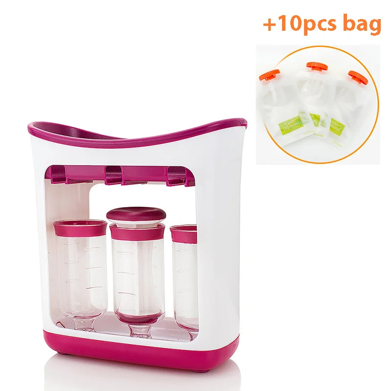 Baby Complementary Food Squeeze Station with 10pcs Squeeze Bags Baby Food Dispenser Machine Baby Food Mills