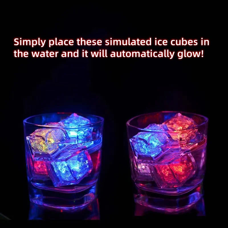 6/12PCS Kids Bath Toy Simulation Ice Cube Liquid Water Sensor Reusable Glowing Flashing Ice Cube for Bathtub, Swimming Pool