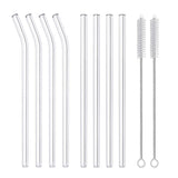 4/8Pcs Reusable Glass Straws Clear Glass Drinking Straws 8 Inch 8mm Tubes Juice Smoothie Tea Straws Glasses Straw Set for Drinks