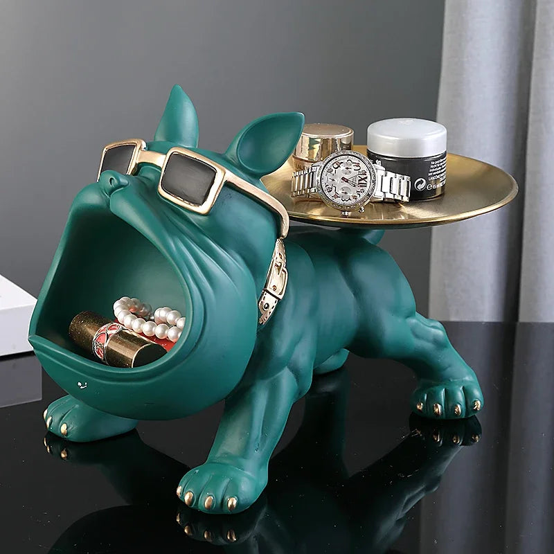 Home Decor Bulldog Figurine Dog Statue Storage Box Animal Ornament Resin Craft Art Sculpture Figurine Home Puppy Sculpture 30cm
