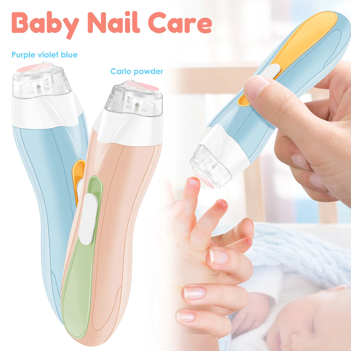 Nail File Quite Compact USB Charging Baby Toenails Clipper With LED Light Adjustable Speed Electric Fingernails File for Newborn