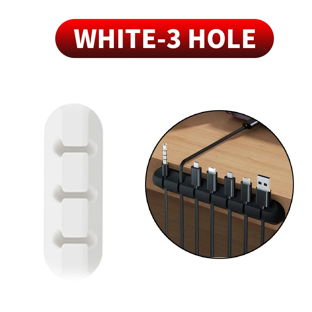 Cable Cord Wire Organizer Silicone USB Cable Winder Management Clips Self Adhesive for Mouse Keyboard Headset For iPhone Huawei