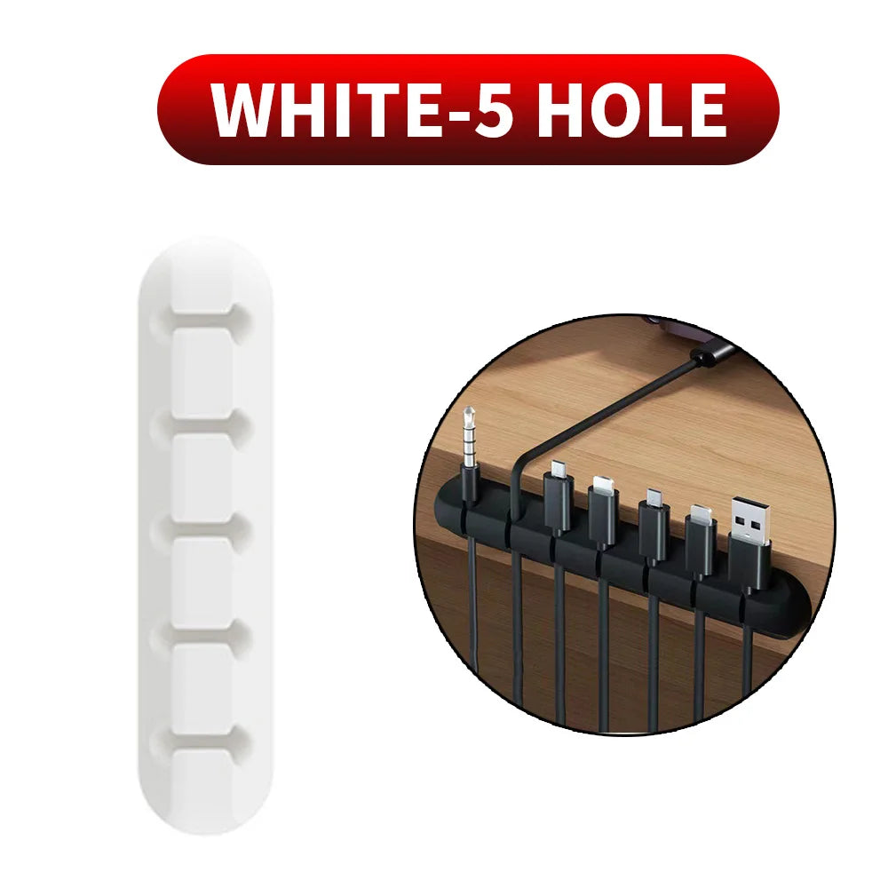 Cable Cord Wire Organizer Silicone USB Cable Winder Management Clips Self Adhesive for Mouse Keyboard Headset For iPhone Huawei