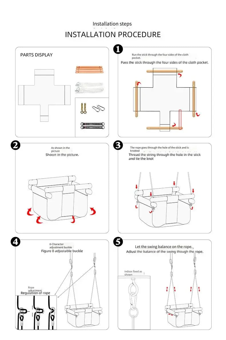Baby Swing Seat Canvas Safe Swing Chair Indoor Outdoor Kindergarten Backyard Park Beach Basket Amusement Equipment Baby Toy