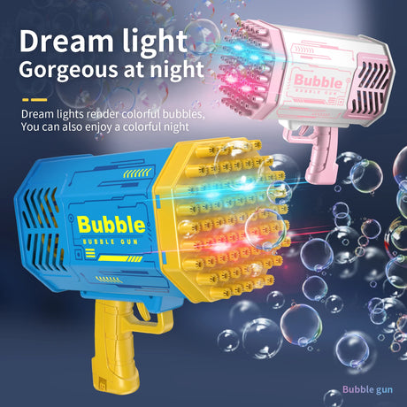 Bubble Gun Bubble Machine Without Solution - 69 Holes Blaster for Kids Outdoor Summer Toy, Party Favors - Bubble Maker Blowers
