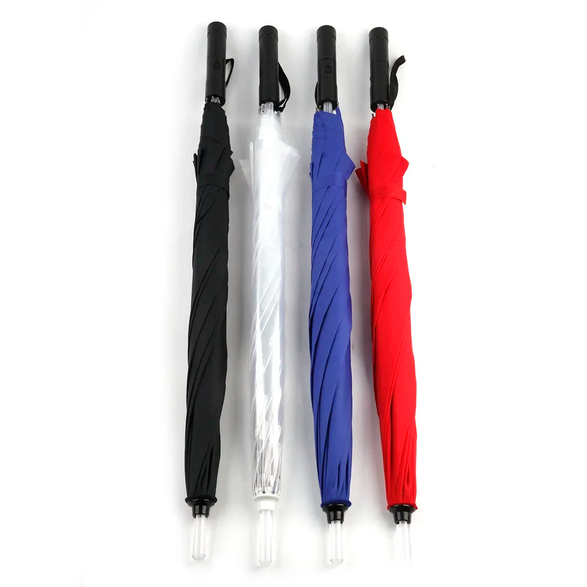LED Light Up Umbrellas with Flashlight Handle, Clear, Black, Gray, Red