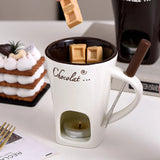 Sweet Fondue Cup for Date Night and More, Chocolate Melting Cup Set with Forks, Perfect as Fondue Mug or Chocolate Fondue Mug - Ideal Gifts for Birthday, Wedding, Mini Simmer Mug