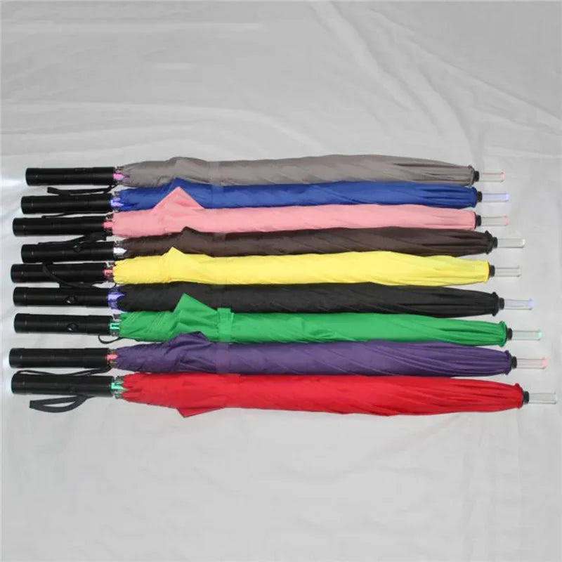 LED Light Up Umbrellas with Flashlight Handle, Clear, Black, Gray, Red