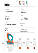 Infant Baby Food Fruit & Vegetable Pacifier, Baby Feeder with Medium Mesh Bag Food Grade Liquid Silicone Yummy Nourishment Feeding