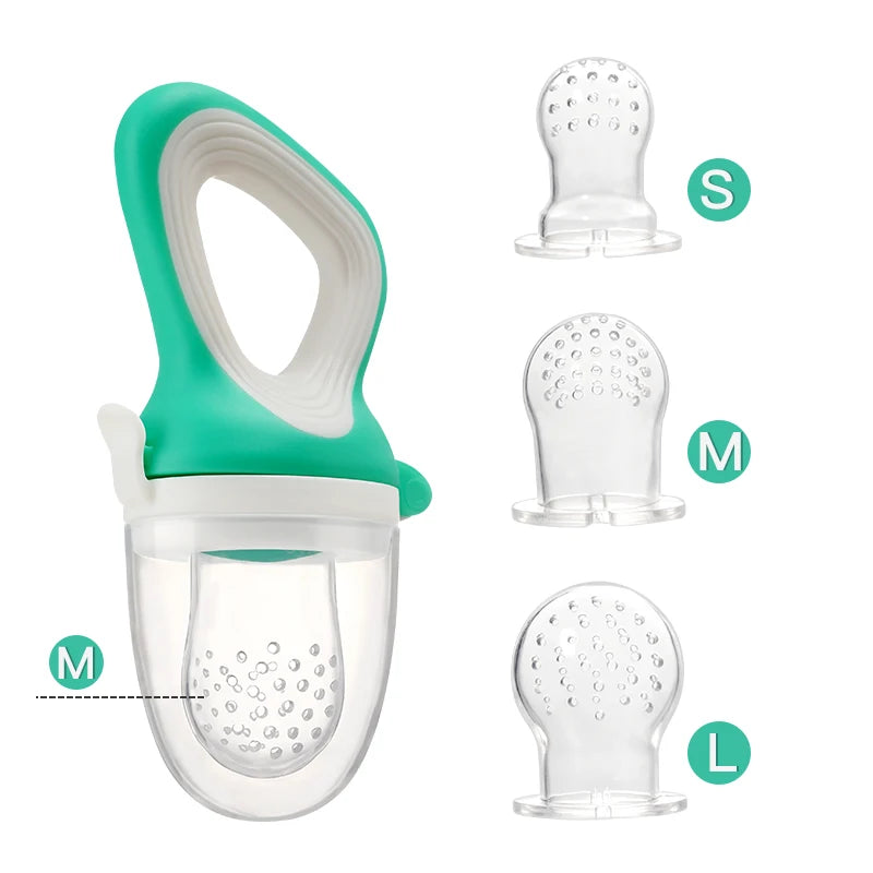 Infant Baby Food Fruit & Vegetable Pacifier, Baby Feeder with Medium Mesh Bag Food Grade Liquid Silicone Yummy Nourishment Feeding