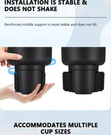 Car Cup Holder Expender Multi-Function Drink Holder with Food Table 360 Degree Adjustable Base Tray for Lunch Snack