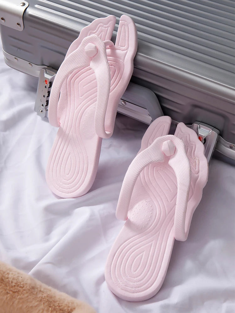 Folding slippers for travel and business trips, couple beach flip flops, hotel bath non slip slippers