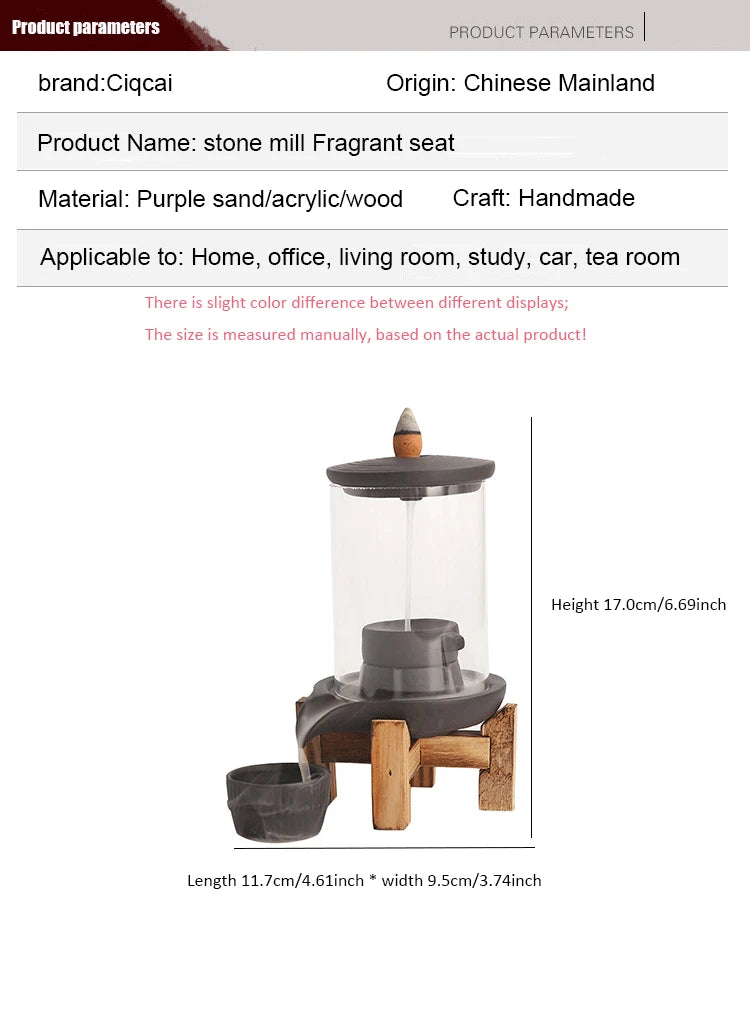 Retro Time Runs Back Flow Incense Stove Creative Home Decoration Grinding Plate Waterfall Crafts Odor Removal Aromatherapy Stove